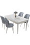 Hanah Home Juego de Mesa y Sillas de Comedor de 5 Piezas Blanco y Gris